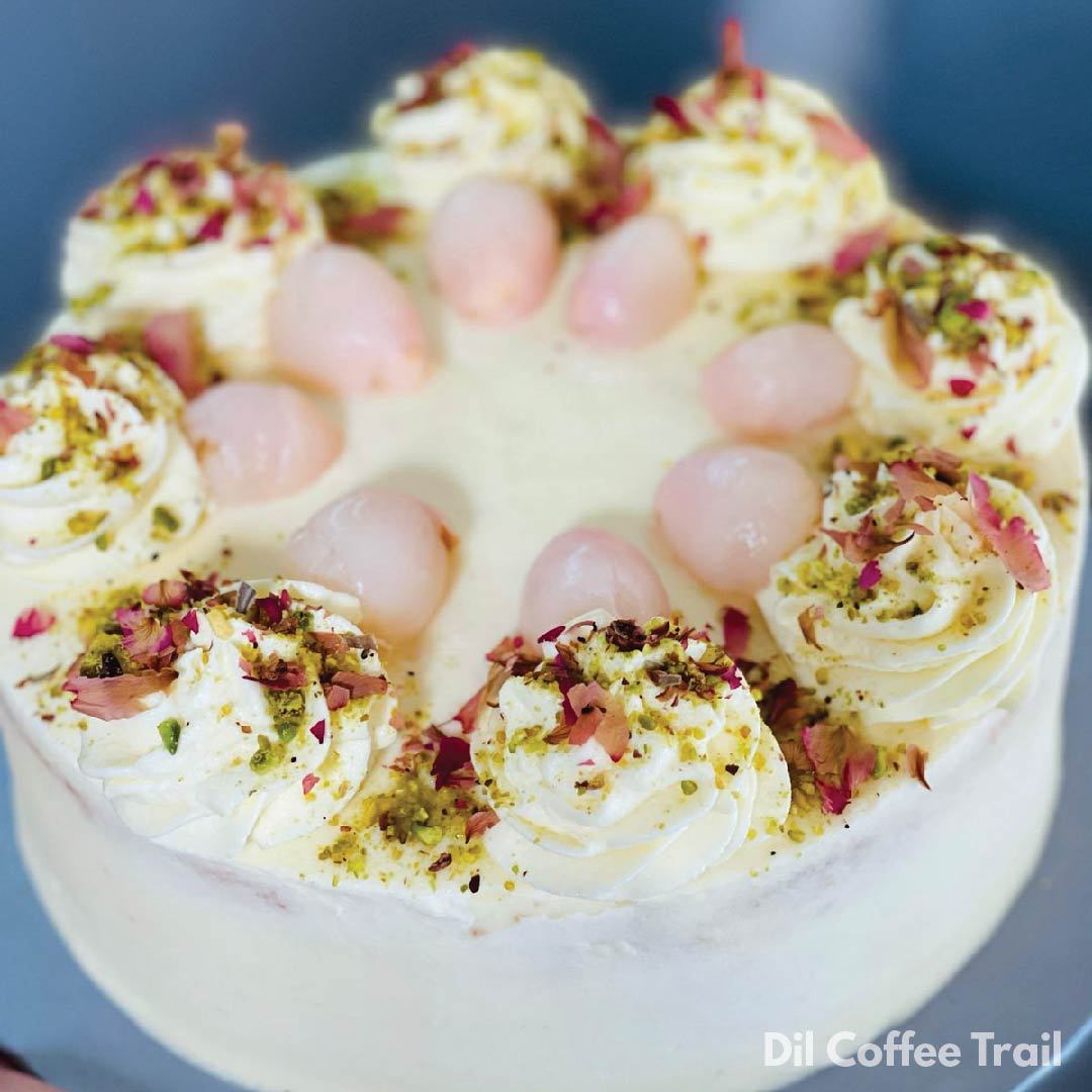 Lychee Rose Pistachio Cake (Slice)